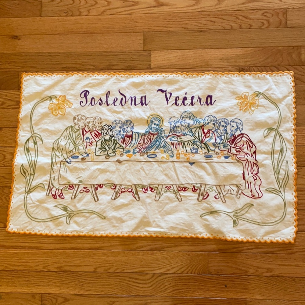 The Last Supper Posledna Vecera linen embroidery